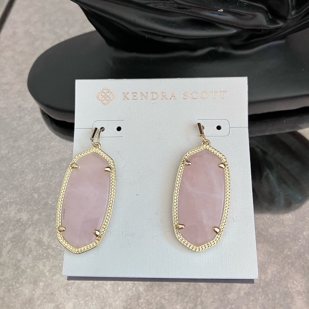 Kendra Scott Blush Pink and Gold Drop Earrings - Picture 2 of 3